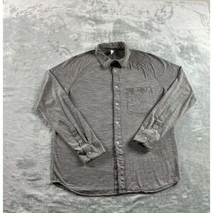 Ibex Shirt Mens Large Gray Merino Wool Long Sleeve Button Up USA Made READ